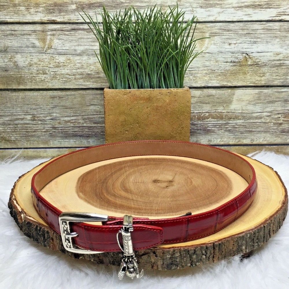 Brighton Red Croc Embossed Leather Golf Charm Belt